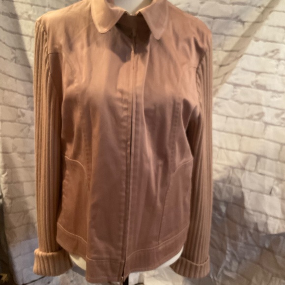 “RODIER” VINTAGE Blush/Salmon Colour Zip Up Knit Sleeved Cotton Blend Jacket. - Picture 2 of 15